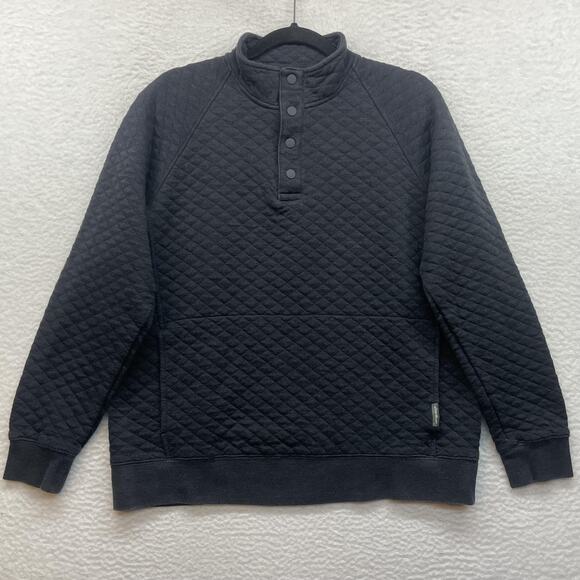 Eddie Bauer Sweatshirt Mens Medium Gray Diamond Quilted Pullover Quarter Snap - Picture 1 of 11